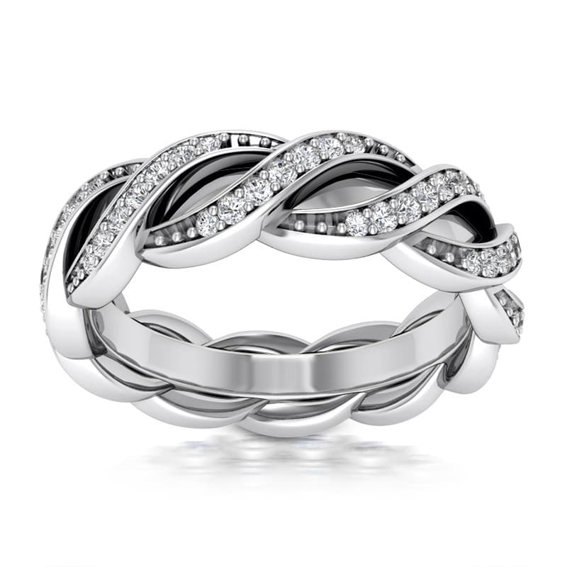 Ladies 14KT White Gold Platinum Eternity Wedding Band EWB550-4