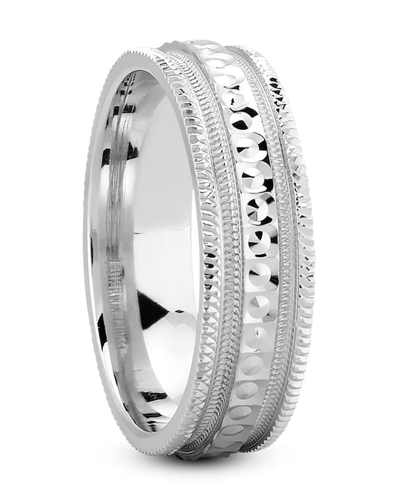 Mens 14KT White Gold Platinum Traditional Wedding Band M1013