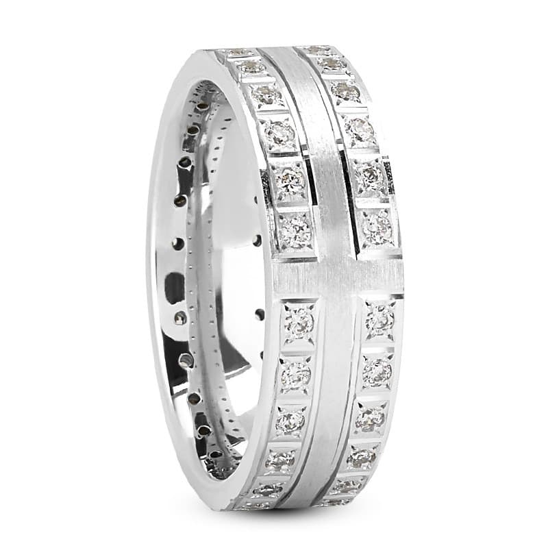 Ladies 14KT White Gold Platinum Traditional Wedding Band DB1079-7-RD