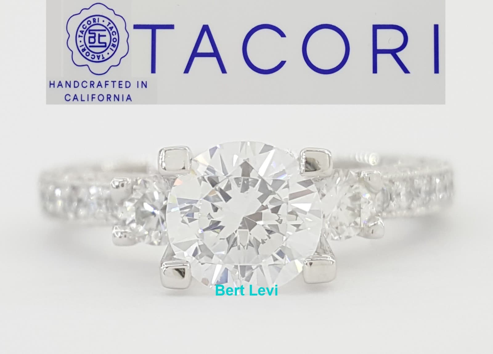 Tacori Crescent Three 3-Stone Semi-Mount Engagement Ring 0.9 ct Platinum $7,760