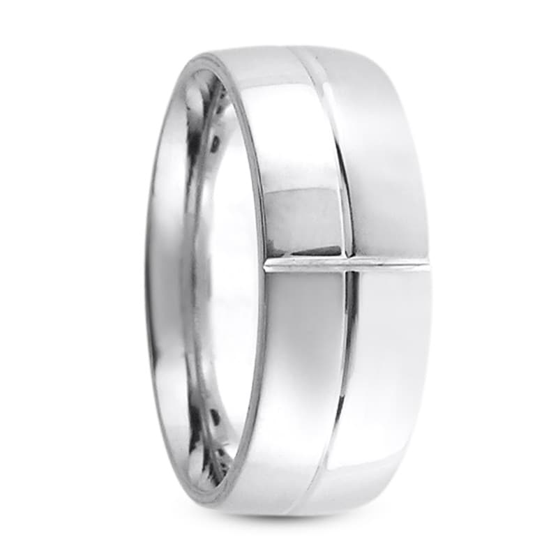 Mens 14KT White Gold Platinum Traditional Wedding Band M499
