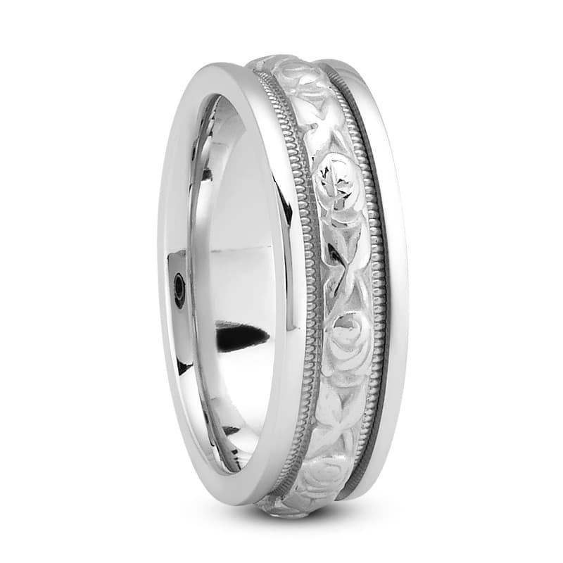 Ladies 14KT White Gold Platinum Traditional Wedding Band HM262