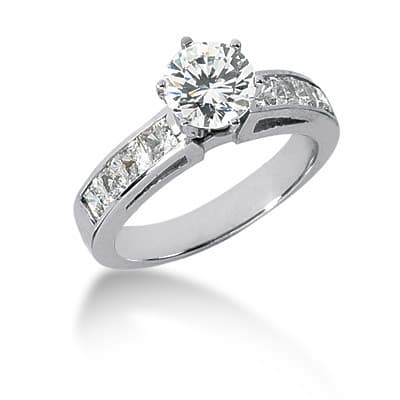 Ladies 14KT White Gold Platinum Fancy Engagement Set ENS581-A