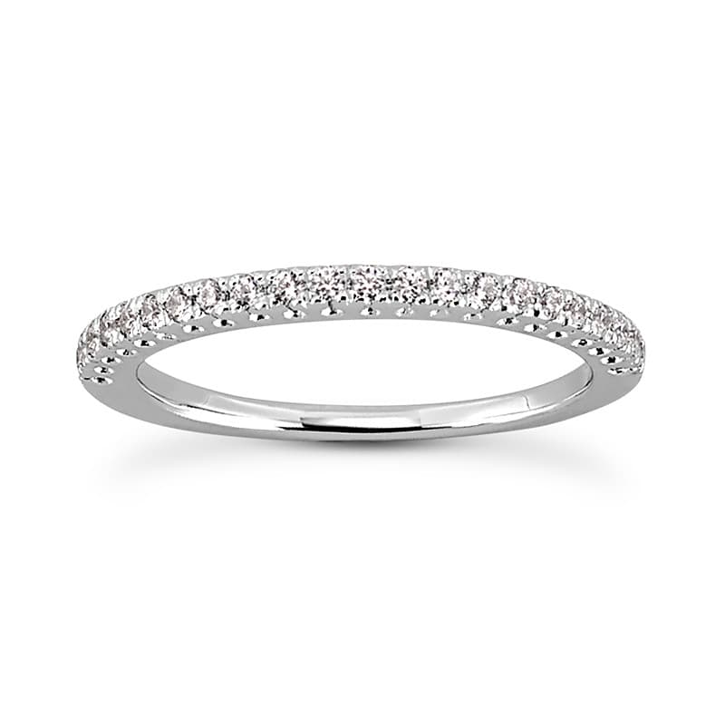 Ladies 14KT White Gold Platinum Round Diamond Wedding Band WB813