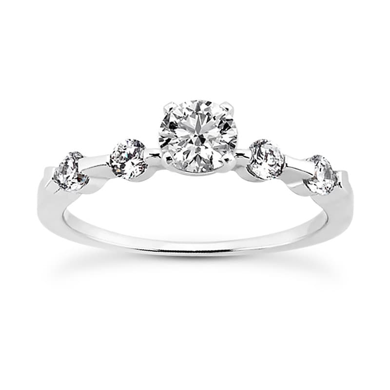 Ladies 14KT White Gold Platinum Round Diamond Tailored Engagement Set ENS1564-A