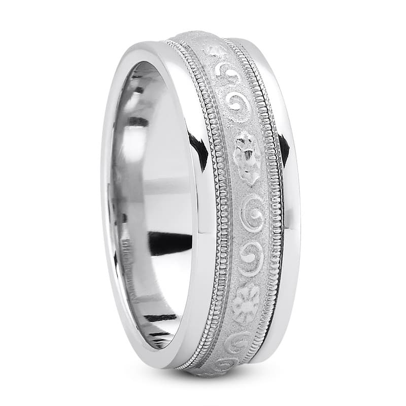 Mens 14KT White Gold Platinum Traditional Wedding Band M402