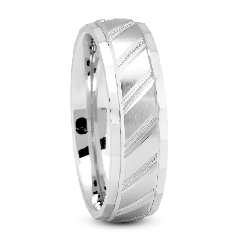 Mens 14KT White Gold Platinum Traditional Wedding Band M1095