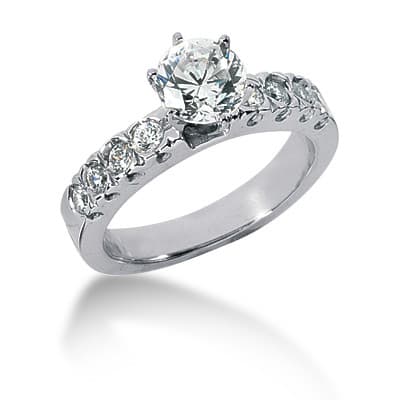 Ladies 14KT White Gold Platinum Fancy Engagement Set ENS722-A