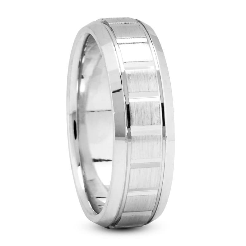 Mens 14KT White Gold Platinum Traditional Wedding Band M338