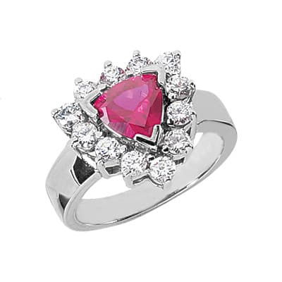 Ladies 14KT White Gold Platinum Color Stone Ring CSR1034