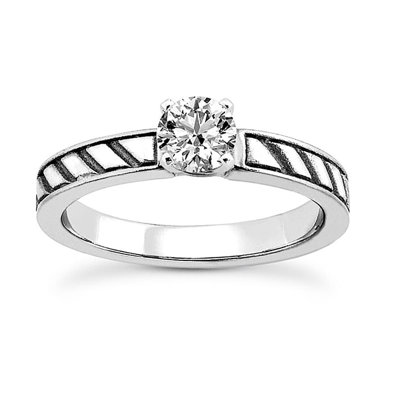 Ladies 14KT White Gold Platinum Solitaire Engagement Set ENS3529-A