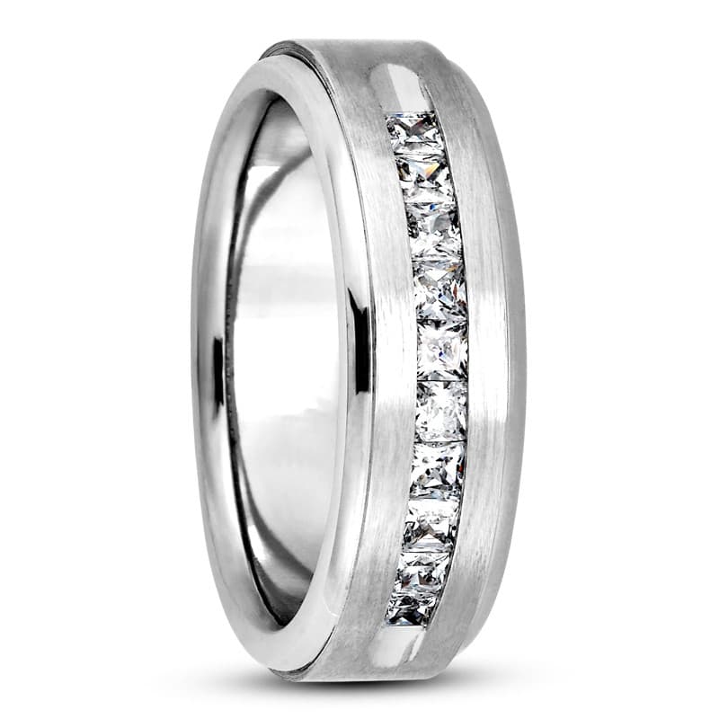 Mens 14KT White Gold Platinum Traditional Wedding Band MC215