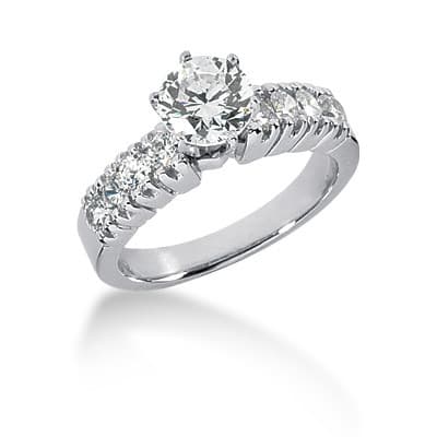 Ladies 14KT White Gold Platinum Fancy Engagement Set ENS123-A
