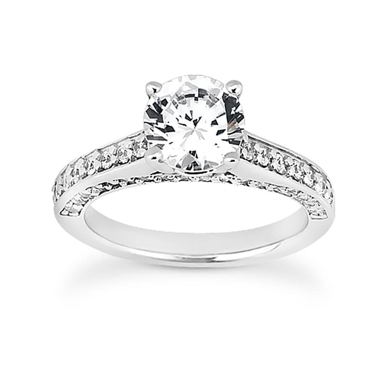 Ladies 14KT White Gold Platinum Antique Engagement Set ENS1273-A