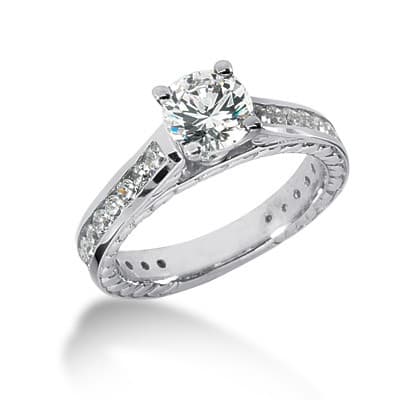 Ladies 14KT White Gold Platinum Fancy Engagement Set ENS420-A