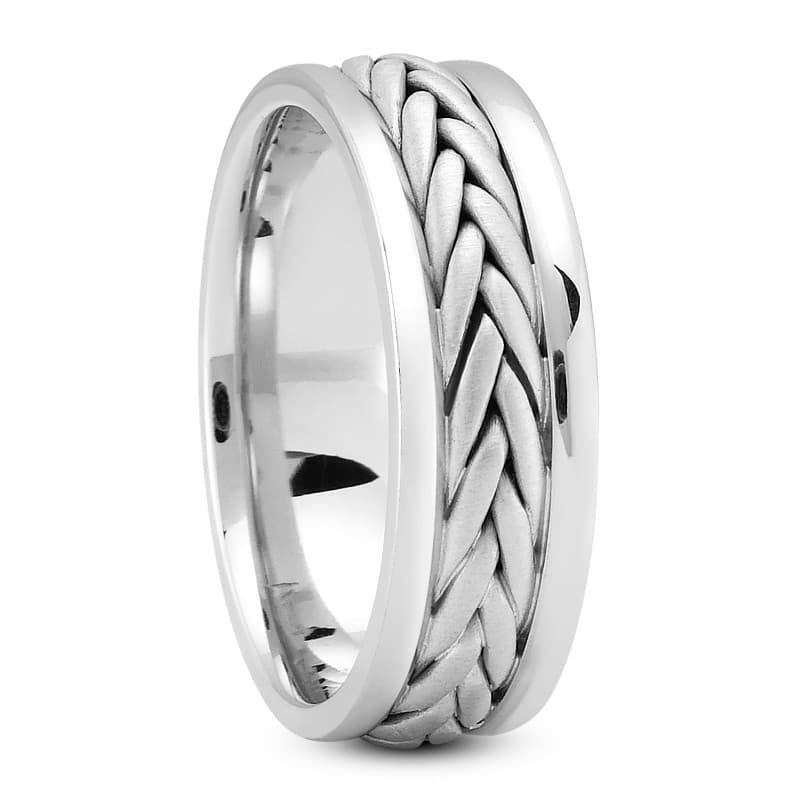 Ladies 14KT White Gold Platinum Traditional Wedding Band HM132
