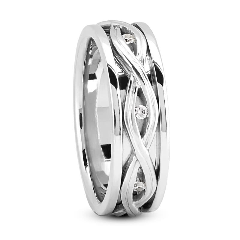 Ladies 14KT White Gold Platinum Traditional Wedding Band DB1222-7-RD
