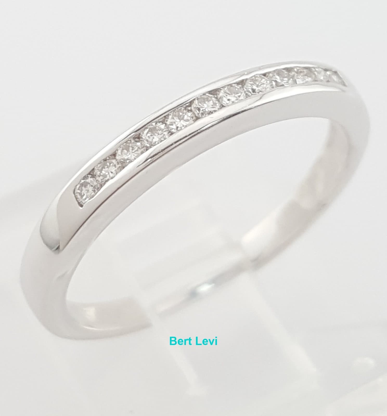 Round Diamond Channel Set Wedding Band Ring 0.18 ct 2.8 mm 18k White Gold