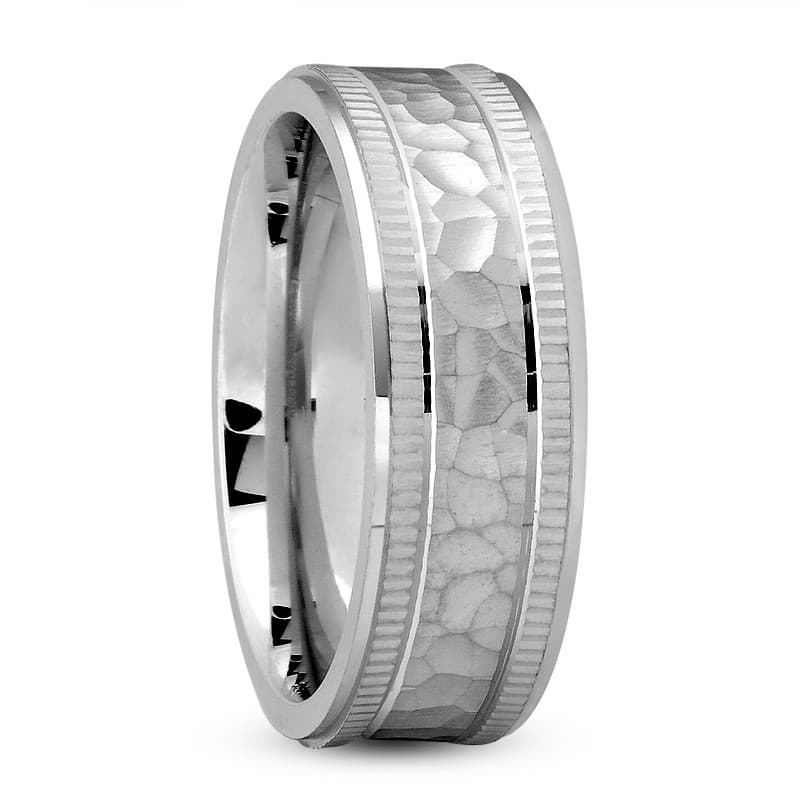 Mens 14KT White Gold Platinum Traditional Wedding Band M713