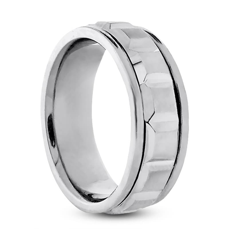 Mens 14KT White Gold Platinum Traditional Wedding Band M324