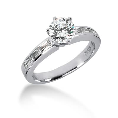 Ladies 14KT White Gold Platinum Tailored Engagement Set ENS213-A