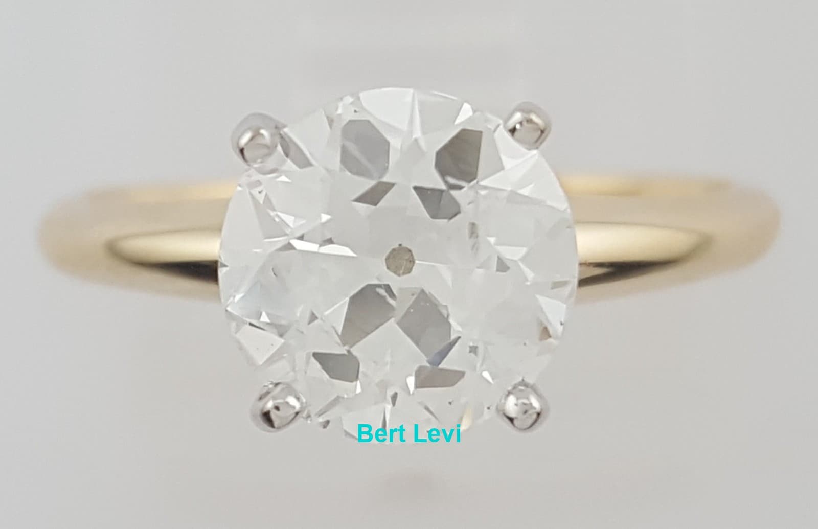 Antique Old European C Diamond Solitaire Engagement Ring 1.41 ct 14k 2-Tone Gold