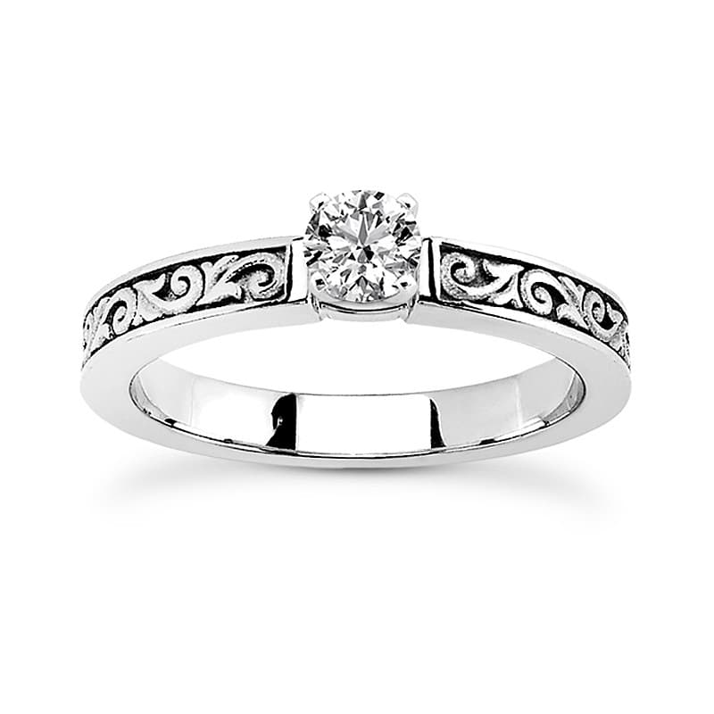 Ladies 14KT White Gold Platinum Solitaire Engagement Set ENS3521-A