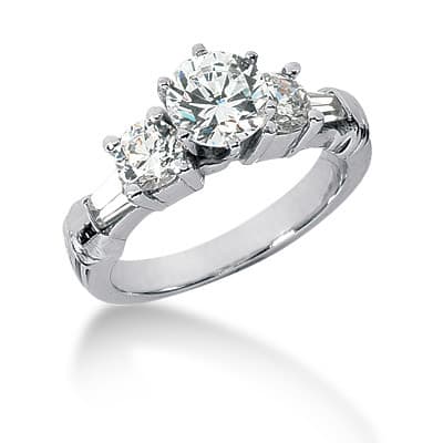 Ladies 14KT White Gold Platinum Fancy Engagement Set ENS697-A