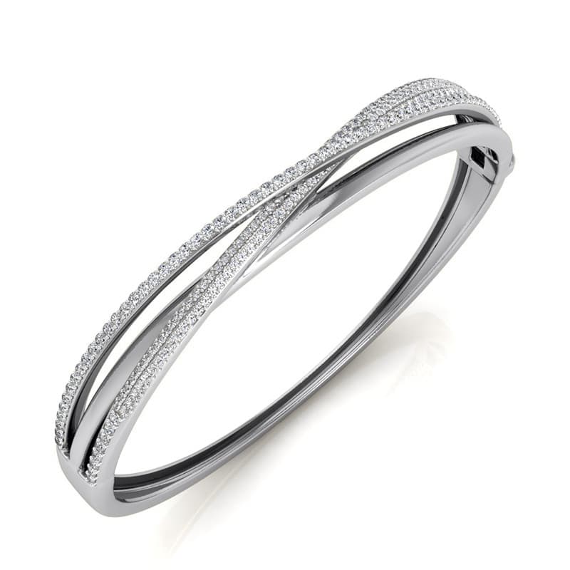 Ladies 14KT White Gold Platinum Bangle BGL212-7