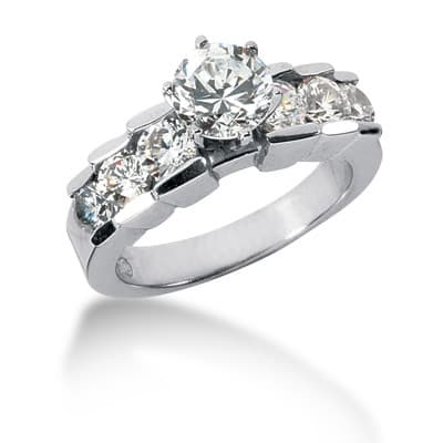 Ladies 14KT White Gold Platinum Fancy Engagement Set ENS705-A