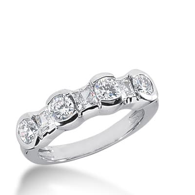 Ladies 14KT White Gold Platinum Diamond Wedding Band WB1112
