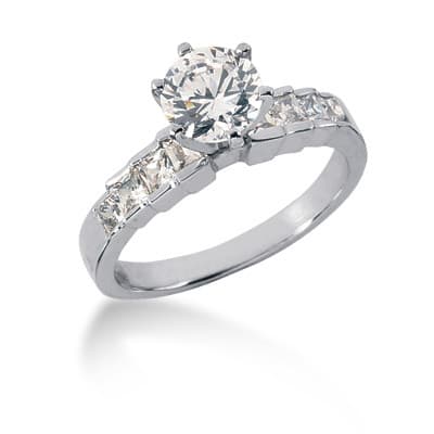 Ladies 14KT White Gold Platinum Fancy Engagement Set ENS506-A