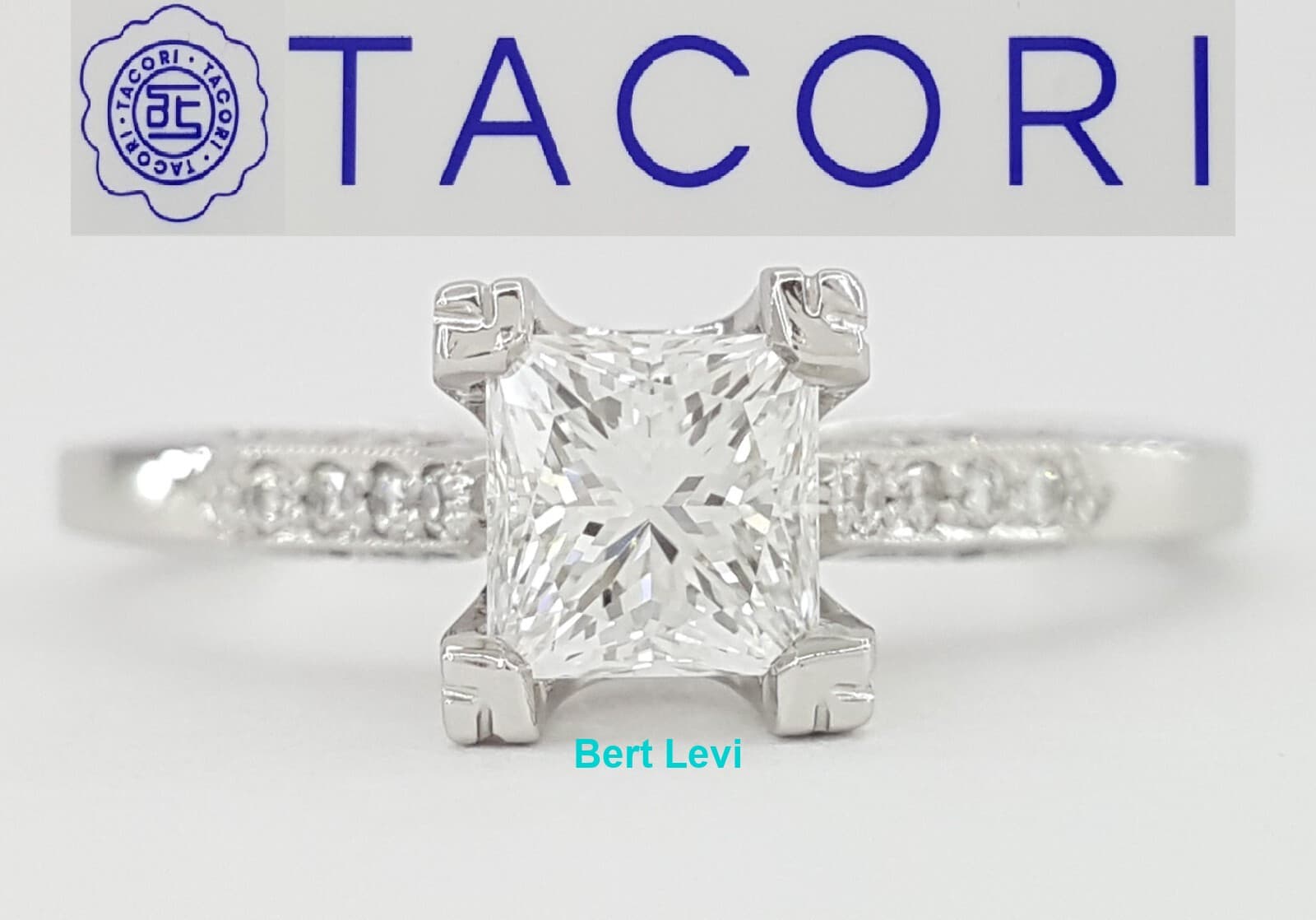 Tacori Simply Princess Cut Diamond Engagement Ring Platinum 0.8 ct GIA Rt $7,150
