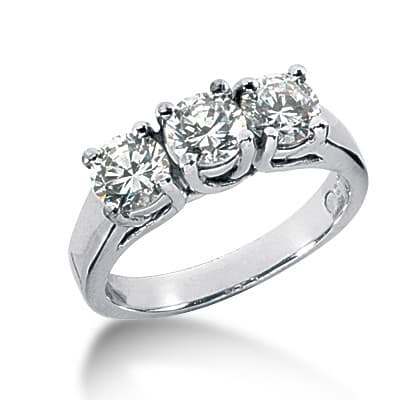 Ladies White Gold Platinum Round Diamond Three Stones Engagement Ring ENR226