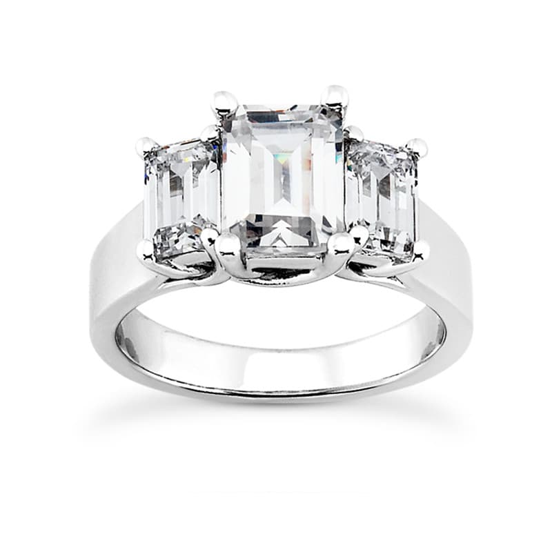 Ladies Emerald Diamond Three Stones Engagement Ring ENR451-5x3
