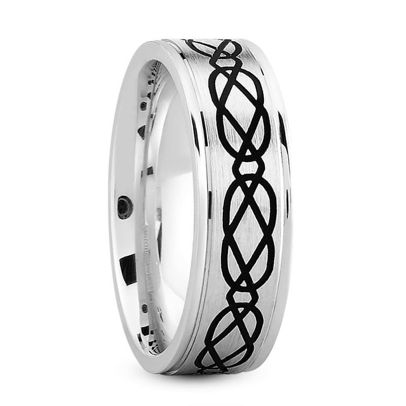 Mens 14KT White Gold Platinum Traditional Wedding Band M163