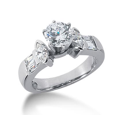 Ladies 14KT White Gold Platinum Fancy Engagement Ring ENR2606