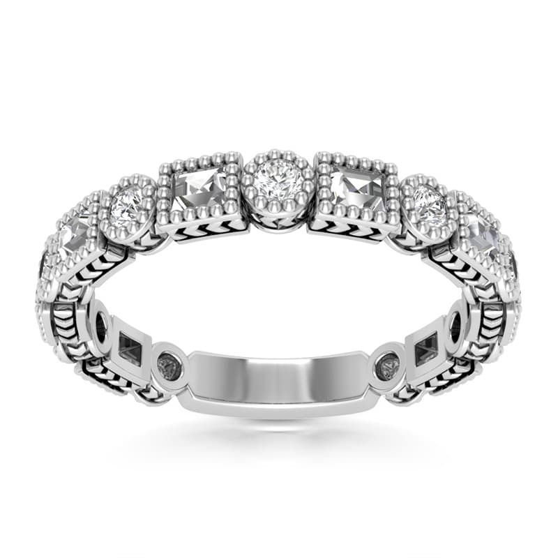 Ladies 14KT White Gold Platinum Diamond Wedding Band WB5386