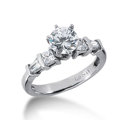 Ladies 14KT White Gold Platinum Fancy Engagement Ring ENR2247