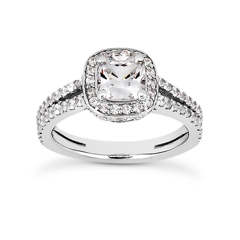 Ladies 14KT White Gold Platinum Halo Engagement Ring ENR4016