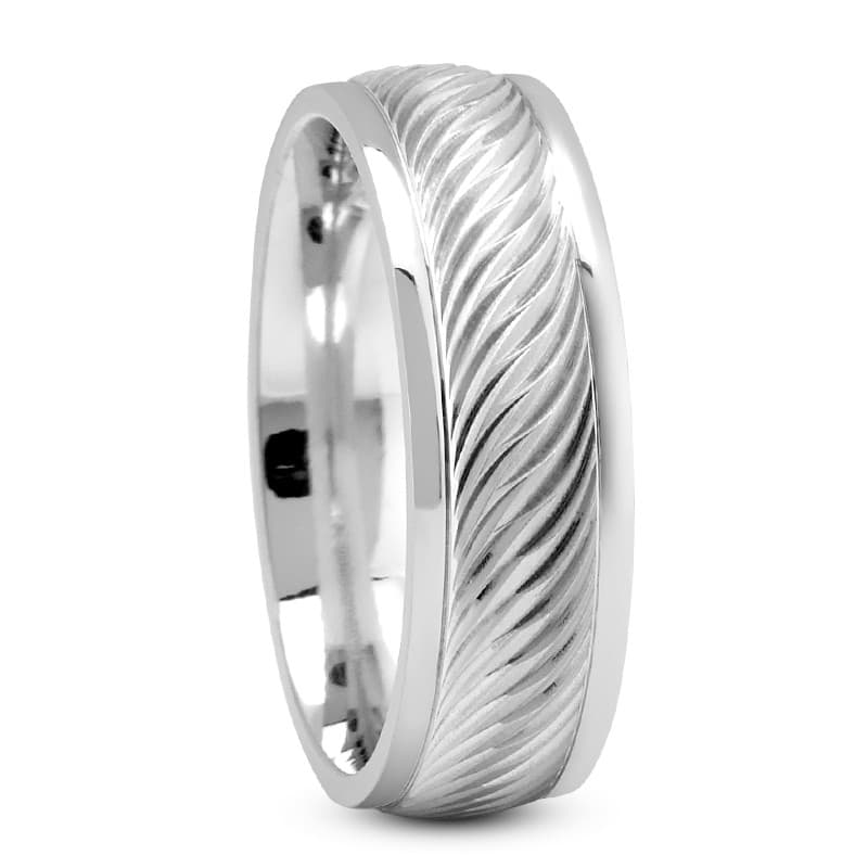 Mens 14KT White Gold Platinum Traditional Wedding Band M1214