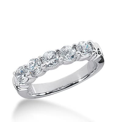 Ladies 14KT White Gold Platinum Round Diamond Wedding Band WB1883