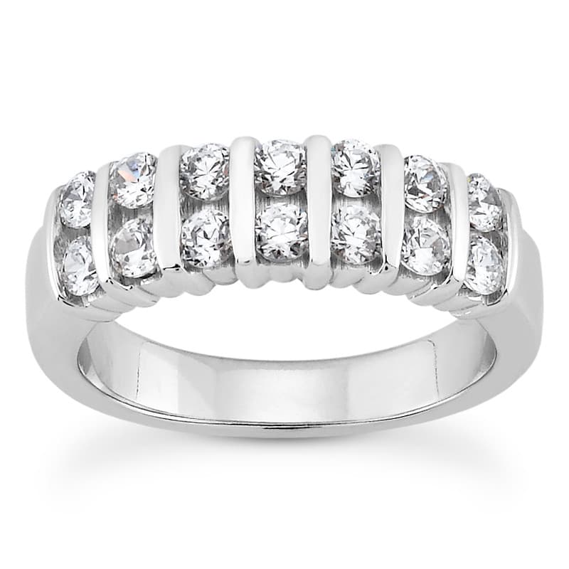 Ladies 14KT White Gold Platinum Diamond Wedding Band WB1268
