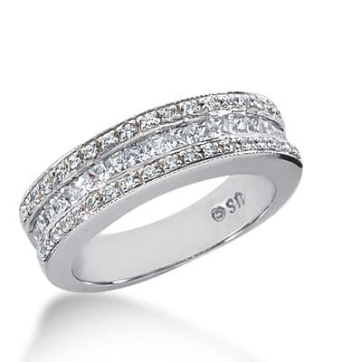 Ladies 14KT White Gold Platinum Diamond Wedding Band WB2433