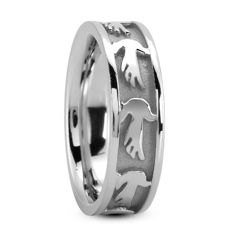 Ladies 14KT White Gold Platinum Traditional Wedding Band HM291