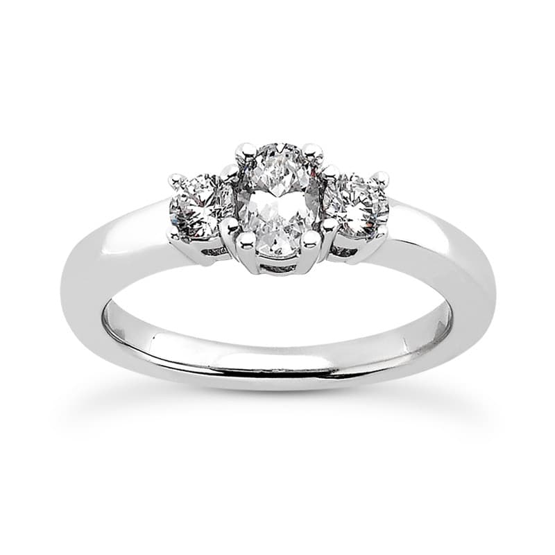 Ladies 14KT White Gold Platinum Three Stones Engagement Ring ENR7054