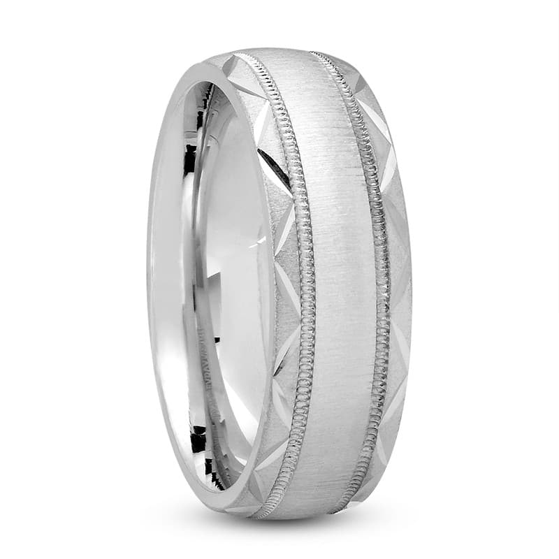 Mens 14KT White Gold Platinum Traditional Wedding Band M517