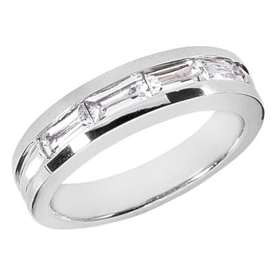 Mens 14KT White Gold Platinum Wedding Band MR1003