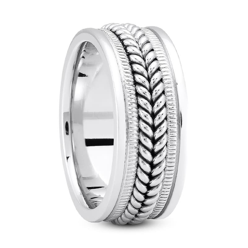 Ladies 14KT White Gold Platinum Traditional Wedding Band HM112