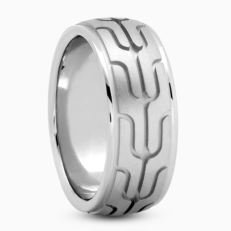 Mens 14KT White Gold Platinum Traditional Wedding Band M198